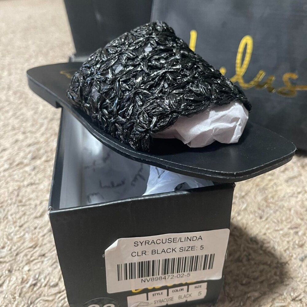 Black Lulus Slide Sandals